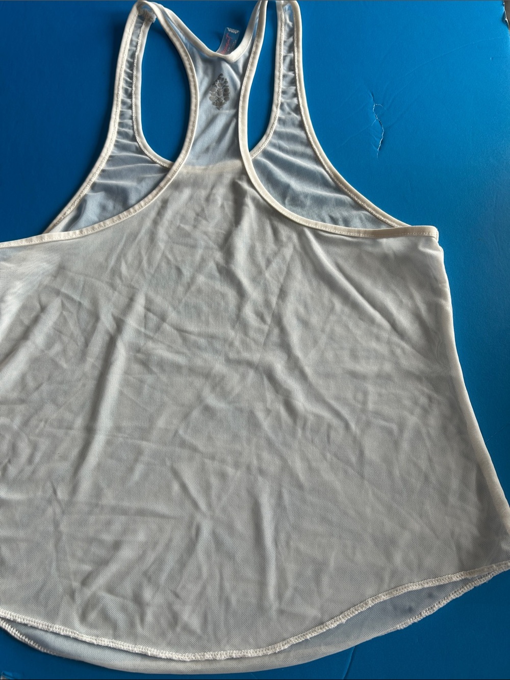 Free People Cream Racerback Mesh Tank